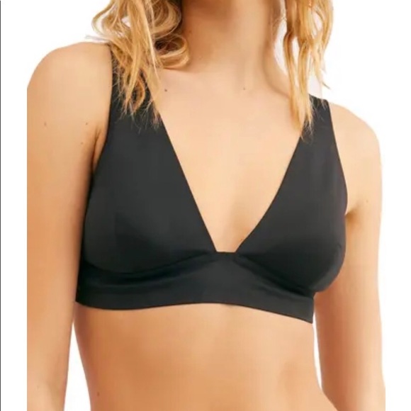 Free People Erin Scuba Deep V-Neck Bralette | Neoprene Black - Picture 1 of 7